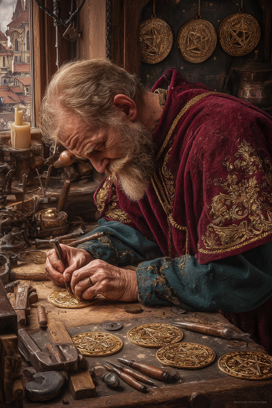 Eight of Pentacles — illustration from The 4th Tarot