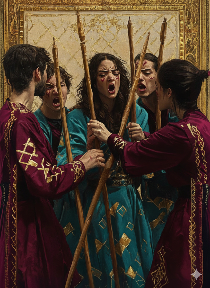 Five of Wands — illustration from The 4th Tarot