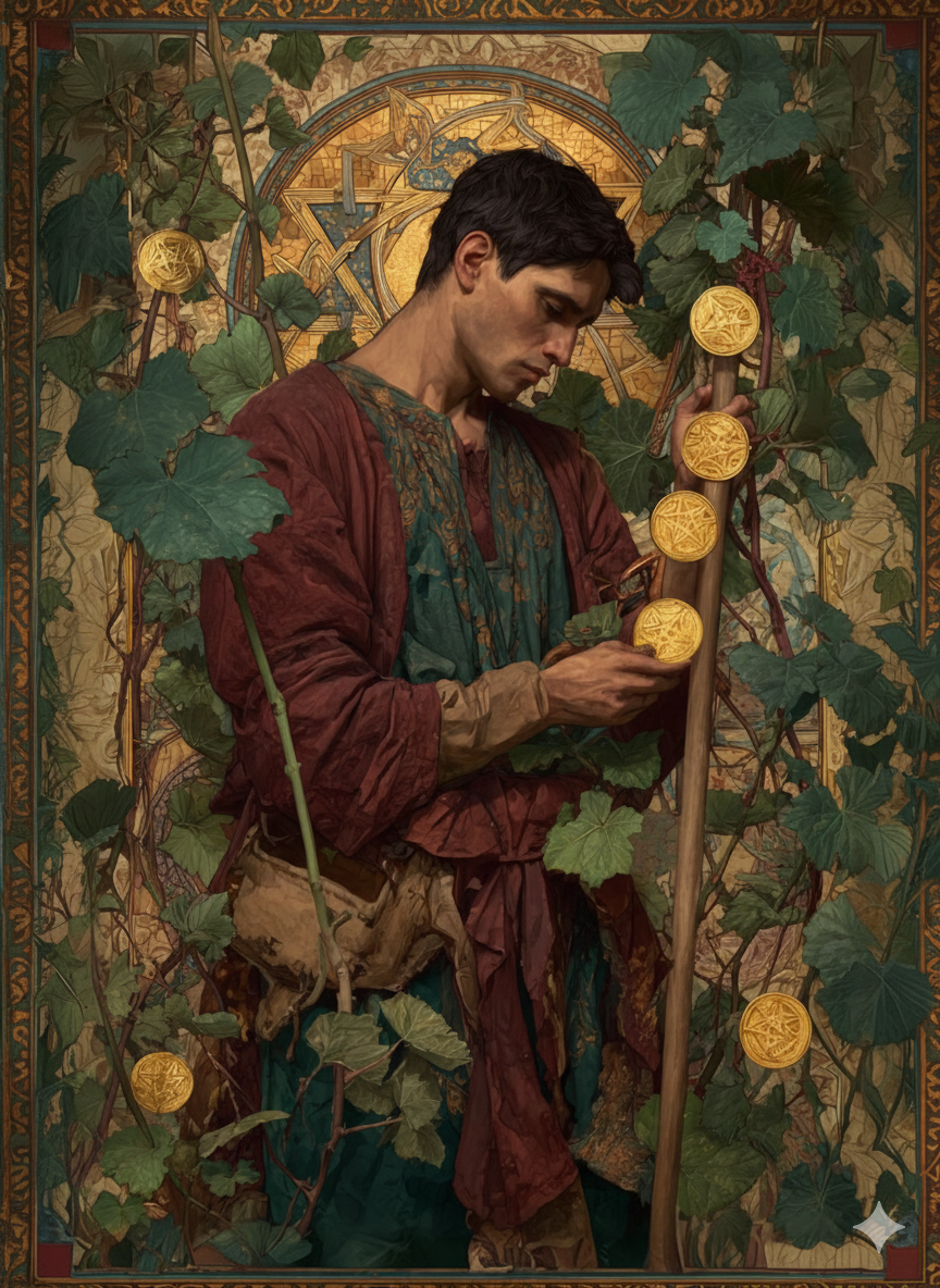 Seven of Pentacles — illustration from The 4th Tarot