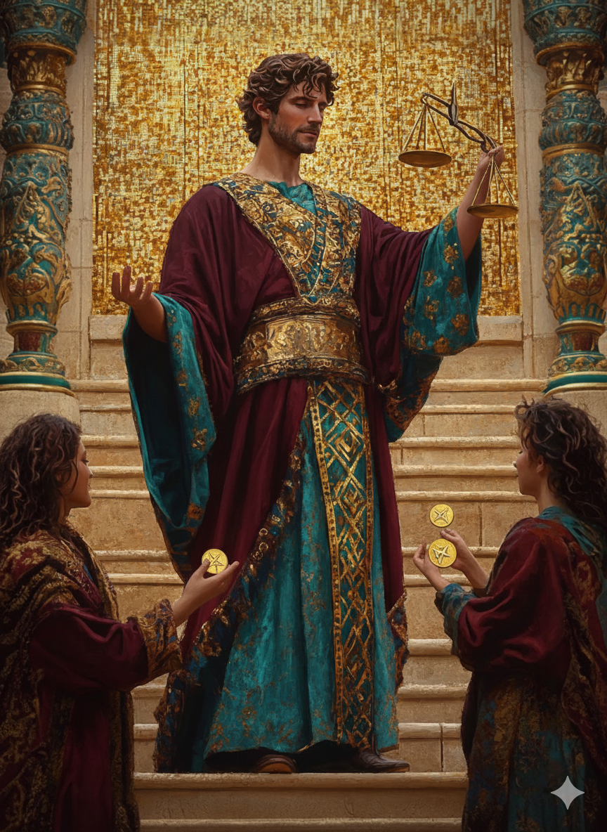 Six of Pentacles — illustration from The 4th Tarot